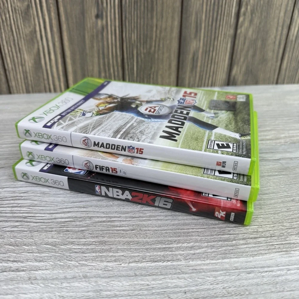 Xbox 360 Sports Game Bundle FIFA 15, NBA 2K16, Madden NFL 15 Tested Working